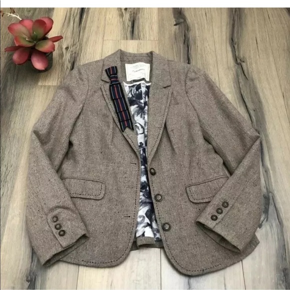 Anthropologie Jackets & Blazers - Anthropologie Cartonnier Blazer Tan Wool Tweed 6